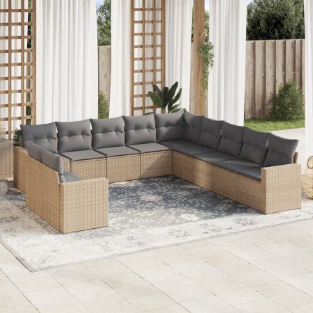 Set de sofás de jardín 11pzas con cojines ratán sintético beige de , Conjuntos de jardín - Ref: Foro24-3219179, Precio: 697,9...
