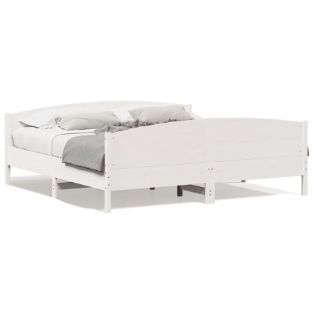 Estructura cama cabecero madera maciza pino blanco 180x200 cm de , Camas y somieres - Ref: Foro24-3216165, Precio: 254,10 €, ...