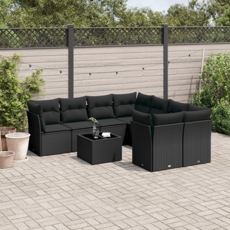 Set de sofás de jardín 8 piezas y cojines ratán sintético negro de , Conjuntos de jardín - Ref: Foro24-3217315, Precio: 559,8...