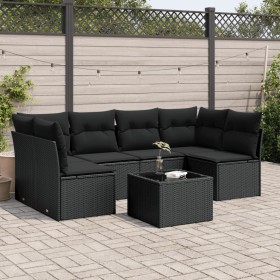 Set de comedor de jardín 7 pzas y cojines ratán sintético negro de , Conjuntos de jardín - Ref: Foro24-3249234, Precio: 433,3...