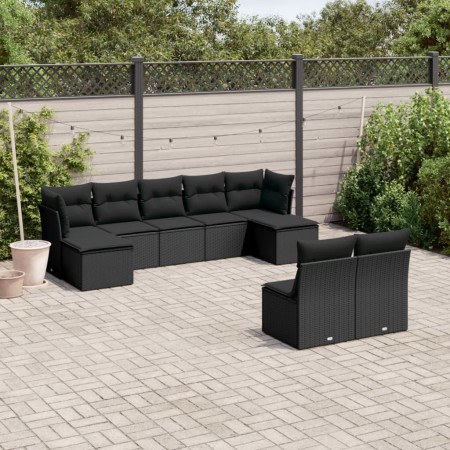 Set de sofás de jardín 8 piezas y cojines ratán sintético negro de , Conjuntos de jardín - Ref: Foro24-3250104, Precio: 552,0...
