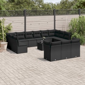 Set sofás de jardín 14 pzas con cojines ratán sintético negro de , Conjuntos de jardín - Ref: Foro24-3250294, Precio: 926,55 ...