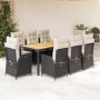 Set de comedor de jardín 9 pzas y cojines ratán sintético negro en Conjuntos de jardín | Comprar online en Foru.es
