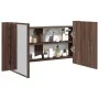 Armario espejo de baño LED acrílico marrón roble 90x12x45 cm de , Tocadores de baño - Ref: Foro24-834969, Precio: 56,81 €, De...