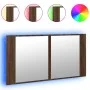 Armario espejo de baño LED acrílico marrón roble 90x12x45 cm de , Tocadores de baño - Ref: Foro24-834969, Precio: 56,81 €, De...