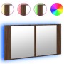 Armario espejo de baño LED acrílico marrón roble 90x12x45 cm de , Tocadores de baño - Ref: Foro24-834969, Precio: 57,51 €, De...