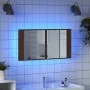Armario espejo de baño LED acrílico marrón roble 90x12x45 cm de , Tocadores de baño - Ref: Foro24-834969, Precio: 56,81 €, De...