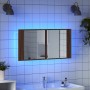 Armario espejo de baño LED acrílico marrón roble 90x12x45 cm de , Tocadores de baño - Ref: Foro24-834969, Precio: 57,51 €, De...