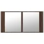 Armario espejo de baño LED acrílico marrón roble 90x12x45 cm de , Tocadores de baño - Ref: Foro24-834969, Precio: 56,81 €, De...