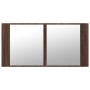 Armario espejo de baño LED acrílico marrón roble 90x12x45 cm de , Tocadores de baño - Ref: Foro24-834969, Precio: 57,51 €, De...