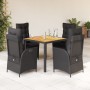 Set de muebles jardín 5 pzas con cojines ratán sintético negro en Conjuntos de jardín | Comprar online en Foru.es