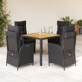 Set de muebles jardín 5 pzas con cojines ratán sintético negro en Conjuntos de jardín | Comprar online en Foru.es