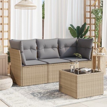 Juego de sofás jardín con cojines 4 pzas ratán sintético beige de , Conjuntos de jardín - Ref: Foro24-3217219, Precio: 239,60...