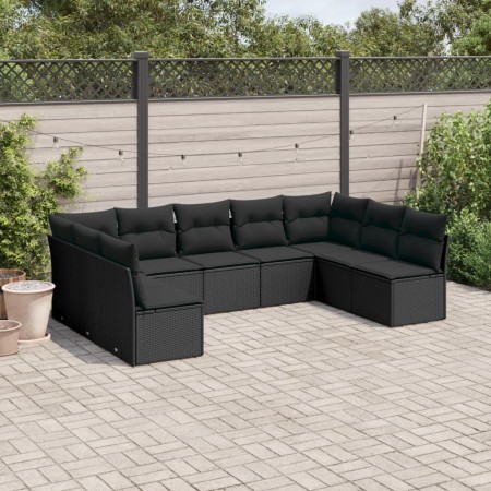 Set de sofás de jardín 8 piezas y cojines ratán sintético negro de , Conjuntos de jardín - Ref: Foro24-3218065, Precio: 542,7...