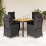 Set de muebles jardín 5 pzas con cojines ratán sintético negro en Conjuntos de jardín | Comprar online en Foru.es