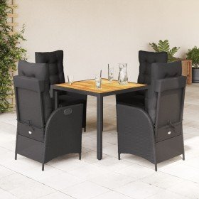 Set de muebles jardín 5 pzas con cojines ratán sintético negro en Conjuntos de jardín | Comprar online en Foru.es