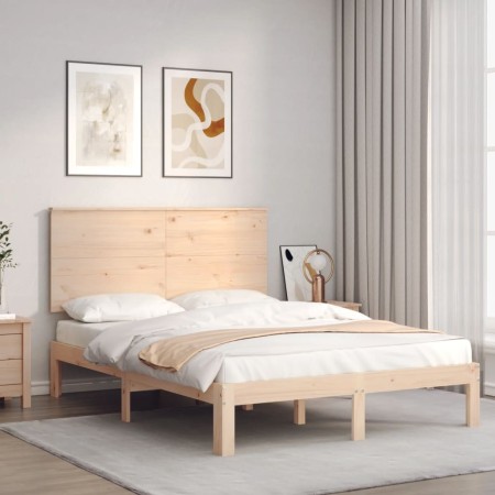 Estructura de cama con cabecero madera maciza 140x190 cm de , Camas y somieres - Ref: Foro24-3193641, Precio: 140,19 €, Descu...