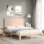 Estructura de cama con cabecero madera maciza 140x190 cm de , Camas y somieres - Ref: Foro24-3193641, Precio: 140,19 €, Descu...