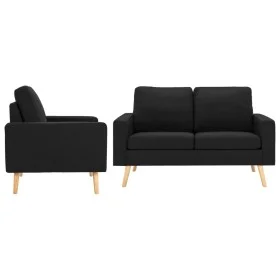 Black Fabric 2-Piece Sofa Set by , Sofas - Ref: Foro24-3056623, Price: 368,87 €, Discount: %