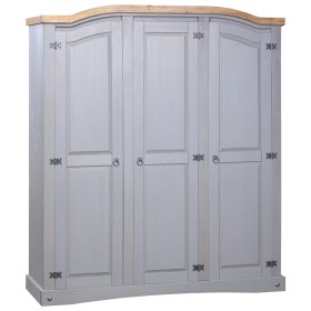 Armario madera de pino Mexicano estilo Corona gris 3 puertas de vidaXL, Armarios roperos - Ref: Foro24-282621, Precio: 453,48...