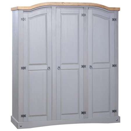 Armario madera de pino Mexicano estilo Corona gris 3 puertas de vidaXL, Armarios roperos - Ref: Foro24-282621, Precio: 453,48...