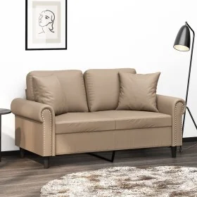 Sofá de 2 plazas con cojines cuero sintético capuchino 120 cm de , Sofás - Ref: Foro24-3200929, Precio: 237,80 €, Descuento: %