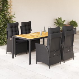 Set de muebles jardín 5 pzas con cojines ratán sintético negro en Conjuntos de jardín | Comprar online en Foru.es
