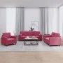Red velvet 3-piece sofa set with cushions by , Sofas - Ref: Foro24-3201958, Price: 672,95 €, Discount: %