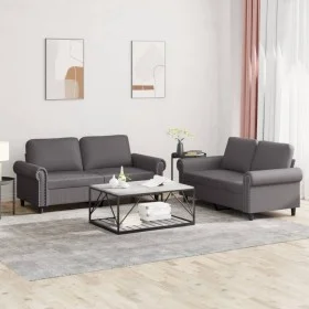 Juego de sofás con cojines 2 piezas cuero sintético gris de , Sofás - Ref: Foro24-3202152, Precio: 444,00 €, Descuento: %