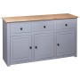 Aparador de madera maciza pino estilo Panamá gris 135x40x80 cm de vidaXL, Aparadores - Ref: Foro24-282704, Precio: 267,92 €, ...