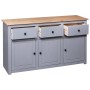Aparador de madera maciza pino estilo Panamá gris 135x40x80 cm de vidaXL, Aparadores - Ref: Foro24-282704, Precio: 267,92 €, ...