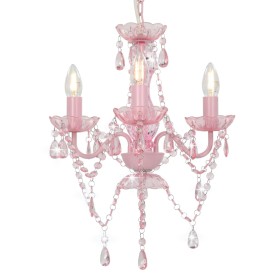 Lámpara de araña con cuentas rosa redonda 3 x E14 de vidaXL, Lámparas - Ref: Foro24-281598, Precio: 61,81 €, Descuento: %