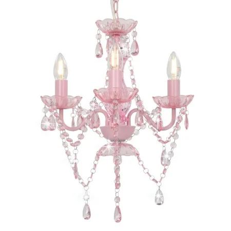 Lámpara de araña con cuentas rosa redonda 3 x E14 de vidaXL, Lámparas - Ref: Foro24-281598, Precio: 67,82 €, Descuento: %