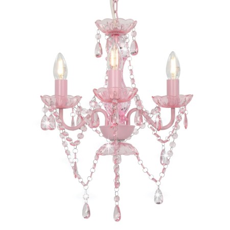 Lámpara de araña con cuentas rosa redonda 3 x E14 de vidaXL, Lámparas - Ref: Foro24-281598, Precio: 61,81 €, Descuento: %
