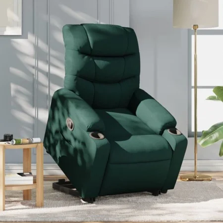 Sillón reclinable elevable tela verde oscuro de , Sillones - Ref: Foro24-3206651, Precio: 314,82 €, Descuento: %