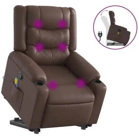 Sillón reclinable de masaje de pie de cuero sintético marrón de , Sillones - Ref: Foro24-3206557, Precio: 329,00 €, Descuento: %