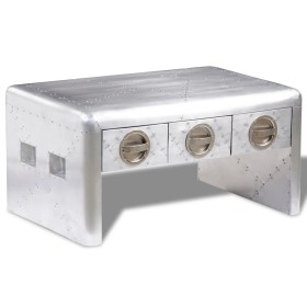 Mesa de centro de estilo aviador con 3 cajones estilo vintage en Mesas de centro | Comprar online en Foru.es