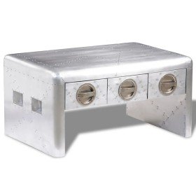 Mesa de centro de estilo aviador con 3 cajones estilo vintage en Mesas de centro | Comprar online en Foru.es