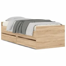 Bettgestell aus Sonoma-Eiche mit Schubladen 75x190 cm von , Betten und Lattenroste - Ref: Foro24-3207359, Preis: 128,15 €, Ra...