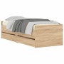Estructura de cama con cajones roble Sonoma 75x190 cm de , Camas y somieres - Ref: Foro24-3207359, Precio: 129,69 €, Descuent...