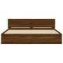 Estructura de cama con cabecero marrón roble 180x200 cm de , Camas y somieres - Ref: Foro24-3207468, Precio: 251,50 €, Descue...