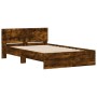 Estructura de cama con cabecero roble ahumado 120x200 cm de , Camas y somieres - Ref: Foro24-3207494, Precio: 149,21 €, Descu...