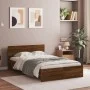 Estructura de cama con cabecero marrón roble 120x200 cm de , Camas y somieres - Ref: Foro24-3207496, Precio: 185,30 €, Descue...