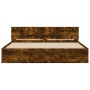 Estructura de cama cabecero y luces LED roble ahumado 200x200cm de , Camas y somieres - Ref: Foro24-3207585, Precio: 188,93 €...