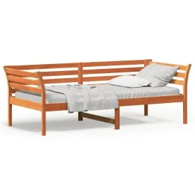 Wax brown solid pine wood sofa bed 80x200 cm by , Beds and slatted bases - Ref: Foro24-842869, Price: 116,26 €, Discount: %