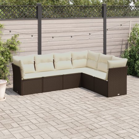 Set sofás de jardín 6 piezas y cojines ratán sintético marrón de , Conjuntos de jardín - Ref: Foro24-3217683, Precio: 404,50 ...
