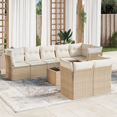 Set de sofás de jardín 9 pzas con cojines ratán sintético beige de , Conjuntos de jardín - Ref: Foro24-3217918, Precio: 613,1...