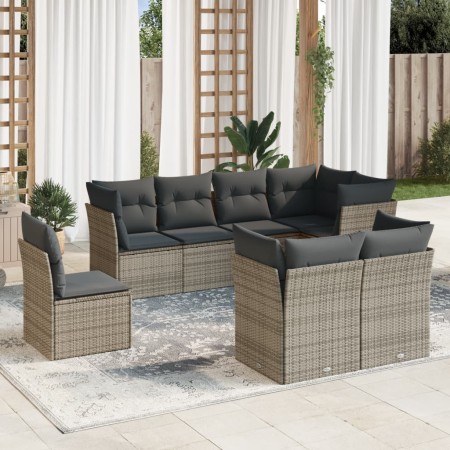Set de sofás de jardín 8 pzas y cojines ratán sintético gris de , Conjuntos de jardín - Ref: Foro24-3217930, Precio: 489,08 €...