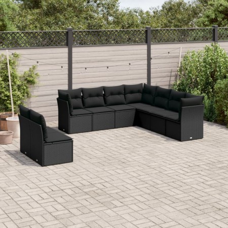 Set de sofás de jardín 8 piezas y cojines ratán sintético negro de , Conjuntos de jardín - Ref: Foro24-3217835, Precio: 589,7...