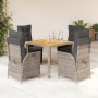 Set comedor de jardín 5 piezas con cojines ratán sintético gris en Conjuntos de jardín | Comprar online en Foru.es